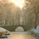 Die Steinbrücke im Winter, um 1990