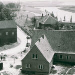 Friedrichstadt Süden vor dem Bau der Umgehungsstraße von der Eidermühle aus gesehen, um 1950